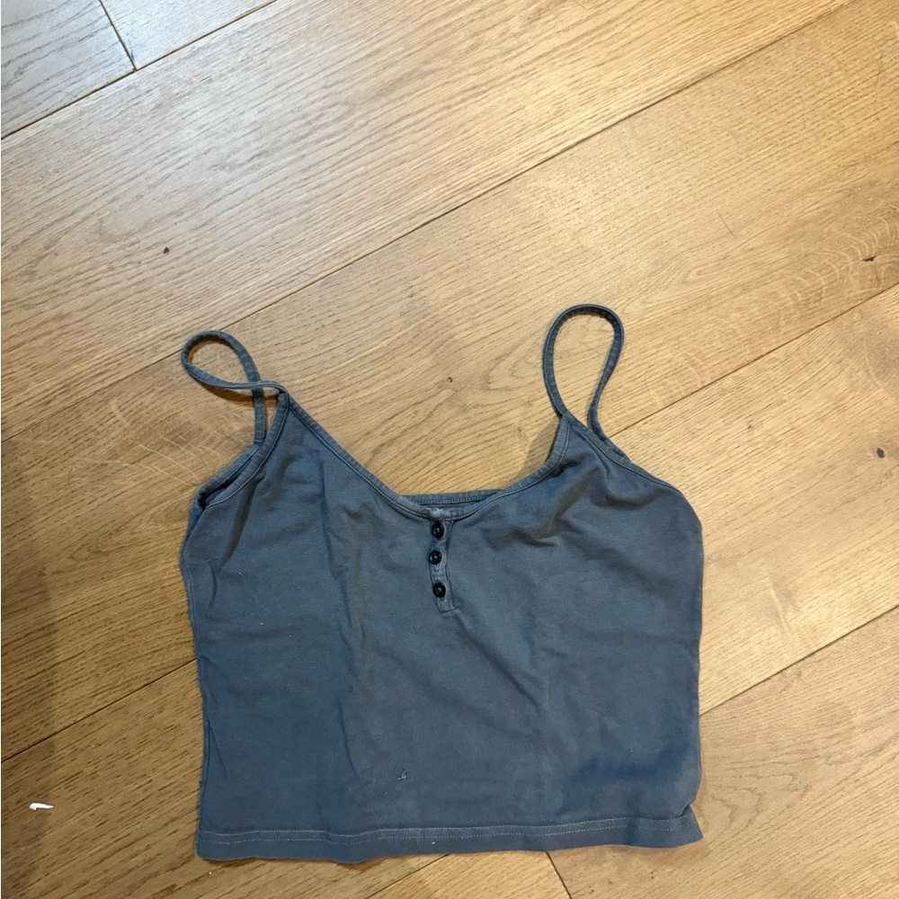 Brandy Melville Gray Buttoned Crop Camisole